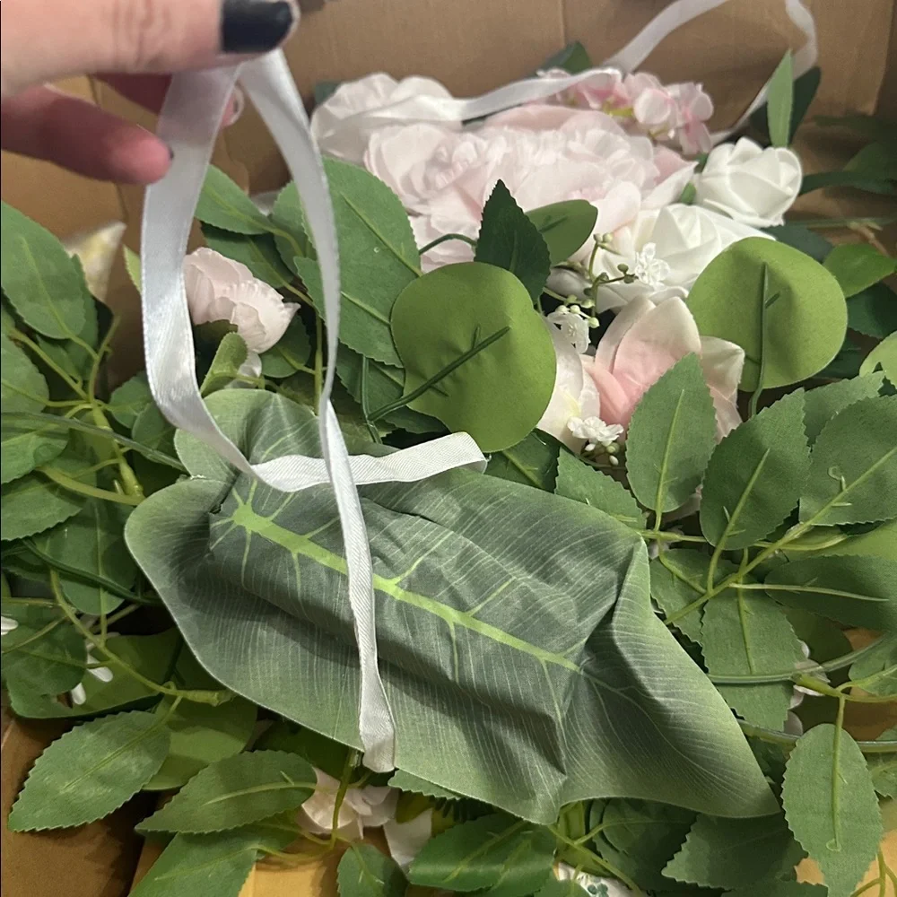 NWT set of 2 faux flowers with ties on the back to attach - perfect for wedding